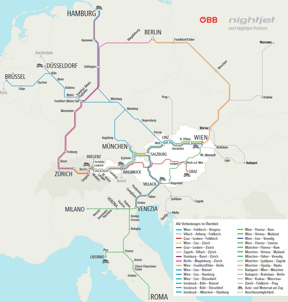 中央ヨーロッパの夜行列車 ナイトジェットの概要と運行形態解析 主にオーストリア ドイツで運行 鉄道ラボ