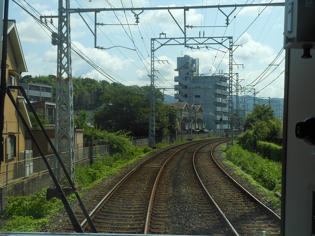 京阪宇治線前面展望：郊外的な景色