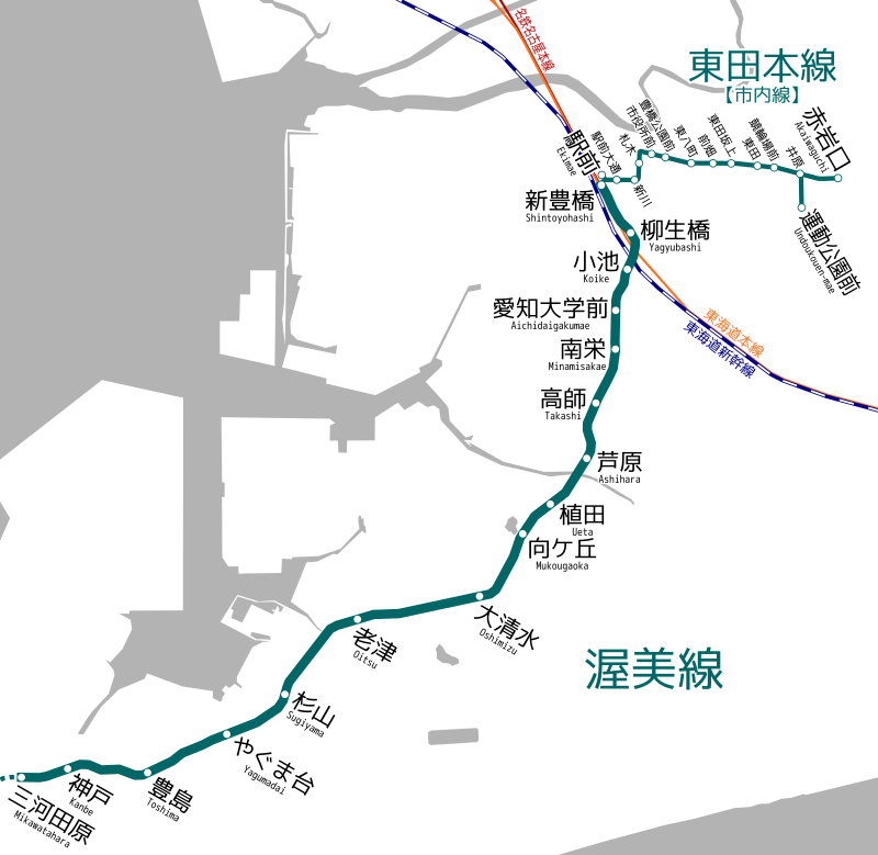 豊橋鉄道の路線網