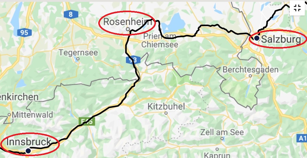 オーストリア西部の走行経路